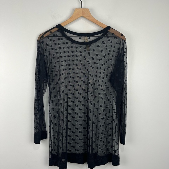 Comfy USA Black Sheer Polka Dot Overlay Tunic XS - Picture 3 of 4